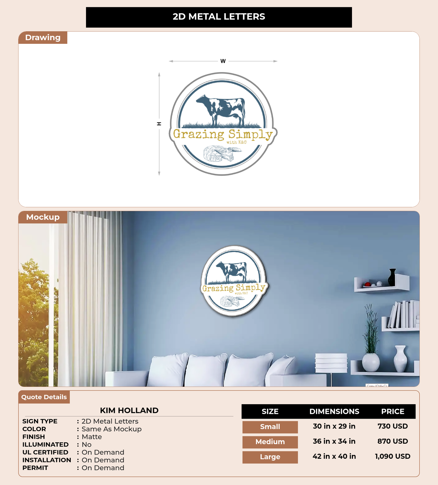 CUSTOM MOCKUP SIGN FOR Kim holland