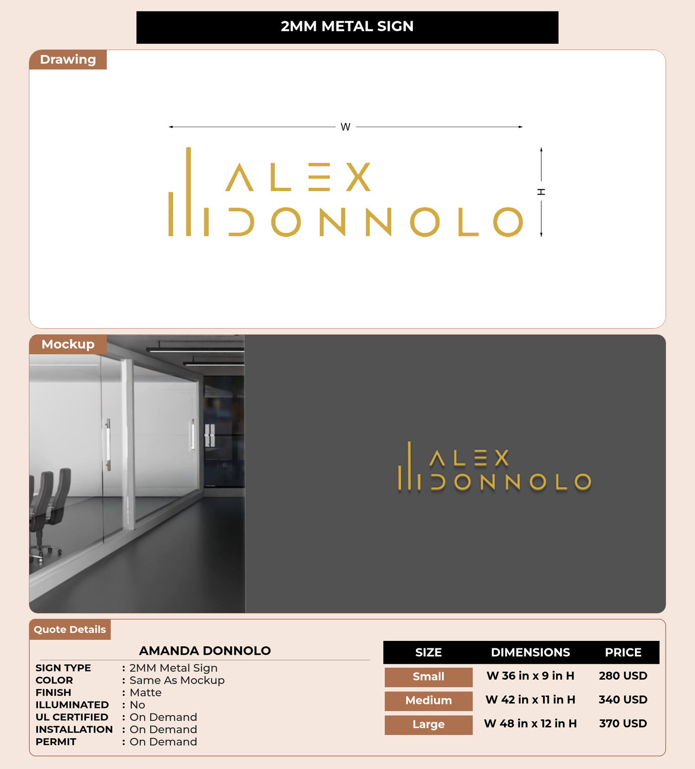 CUSTOM MOCKUP SIGN FOR Amanda Donnolo