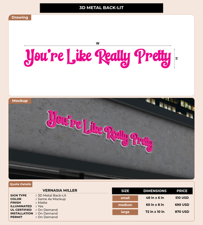 CUSTOM MOCKUP SIGN FOR Vernasia Miller