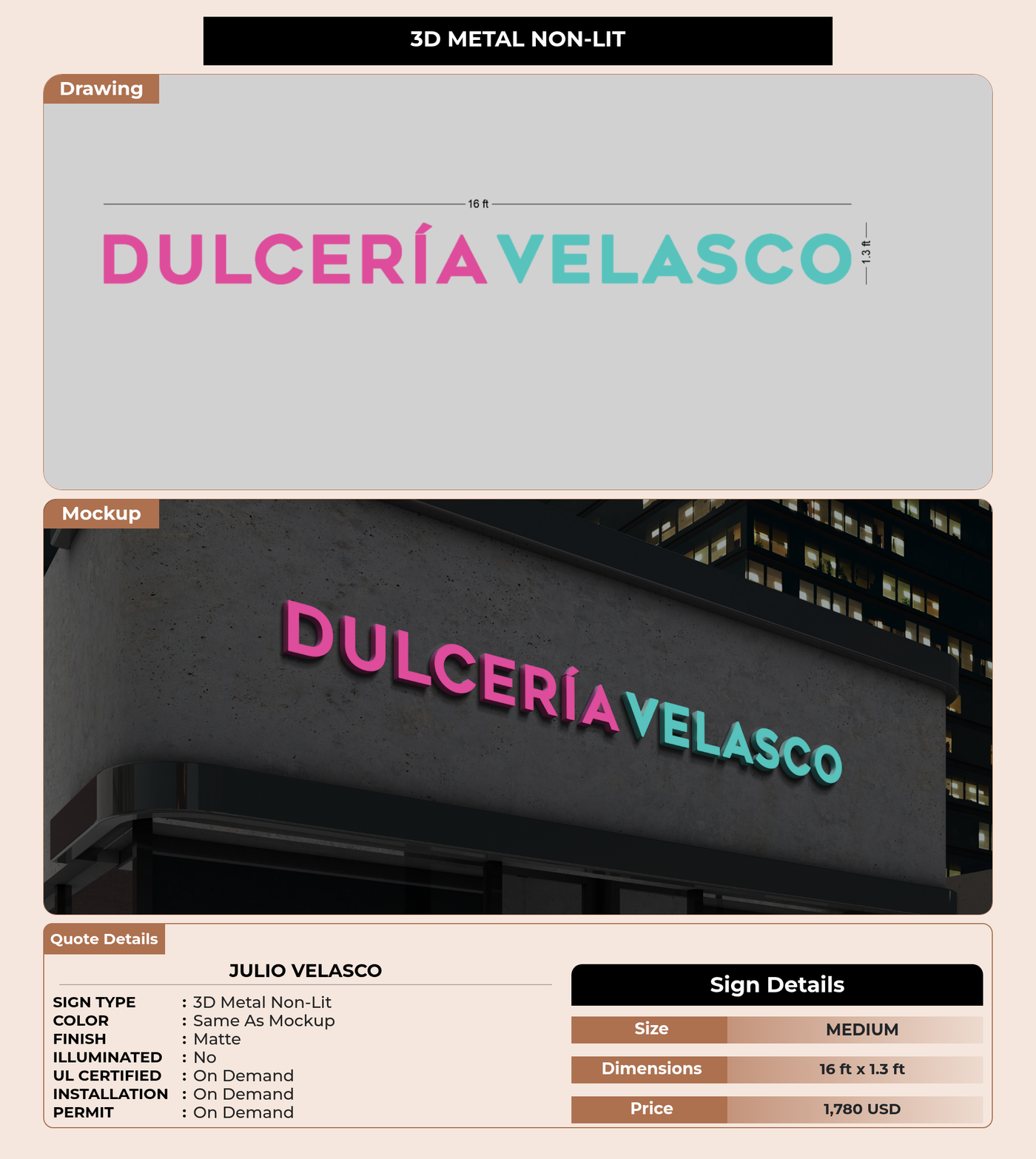 CUSTOM MOCKUP SIGN FOR Julio velasco