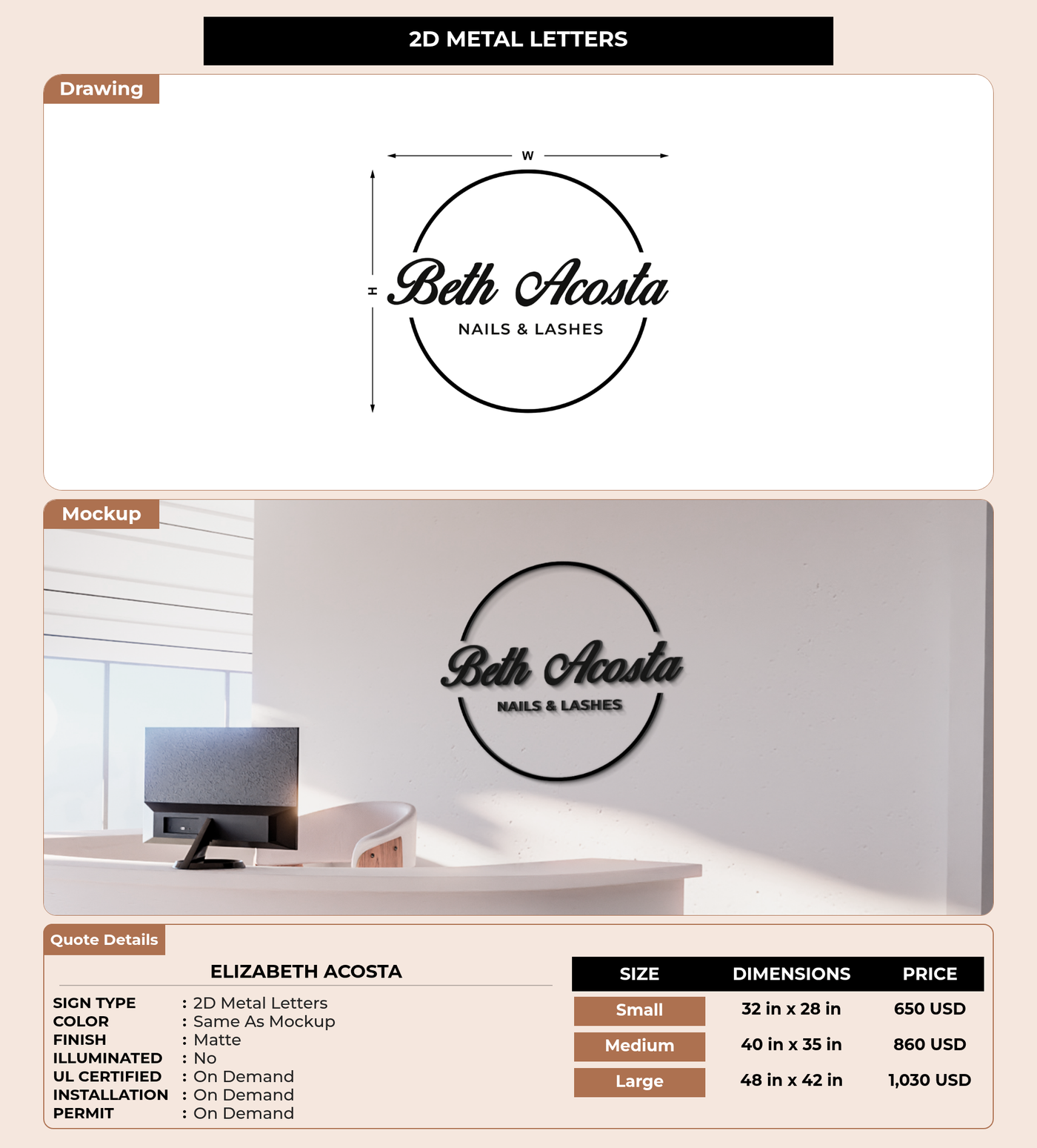 CUSTOM MOCKUP SIGN FOR Elizabeth Acosta