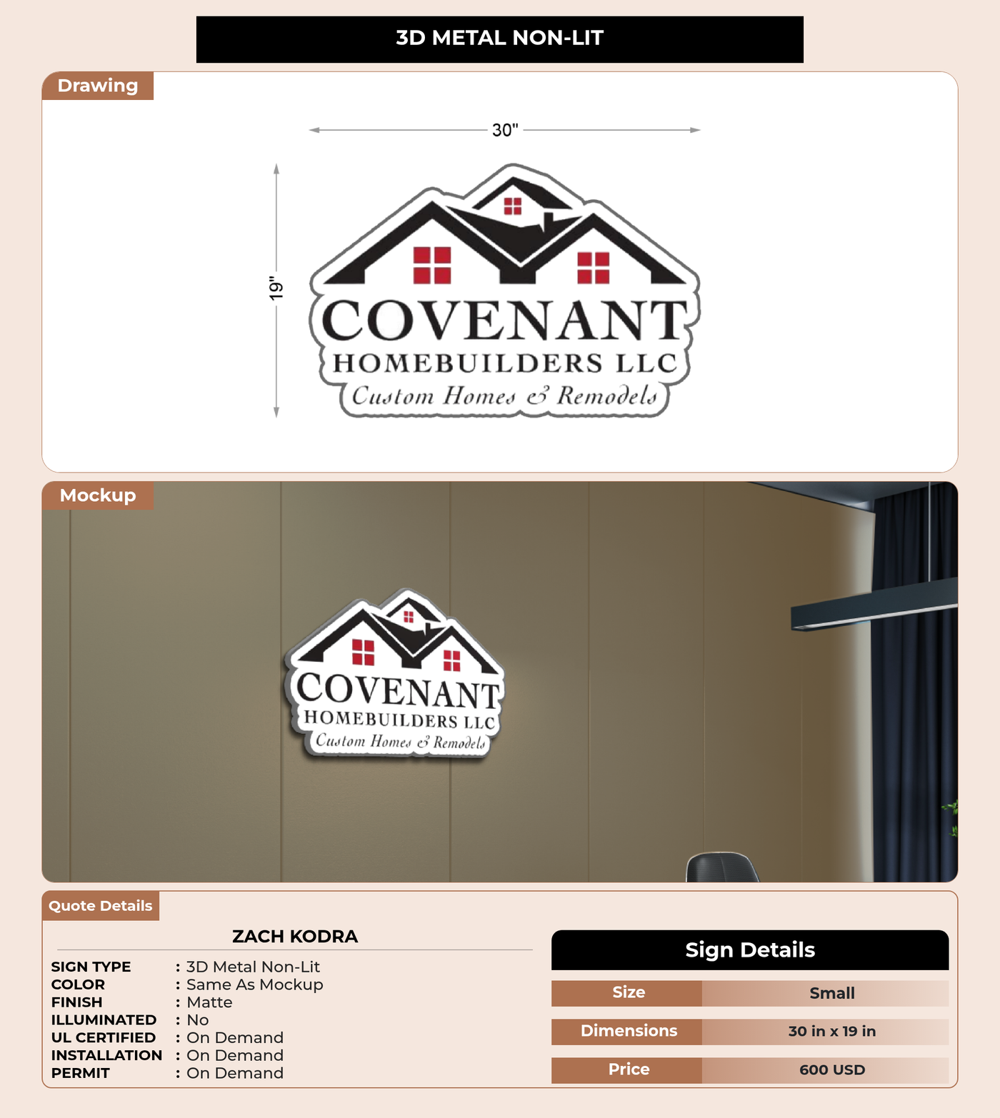 CUSTOM MOCKUP SIGN FOR Zach Kodra