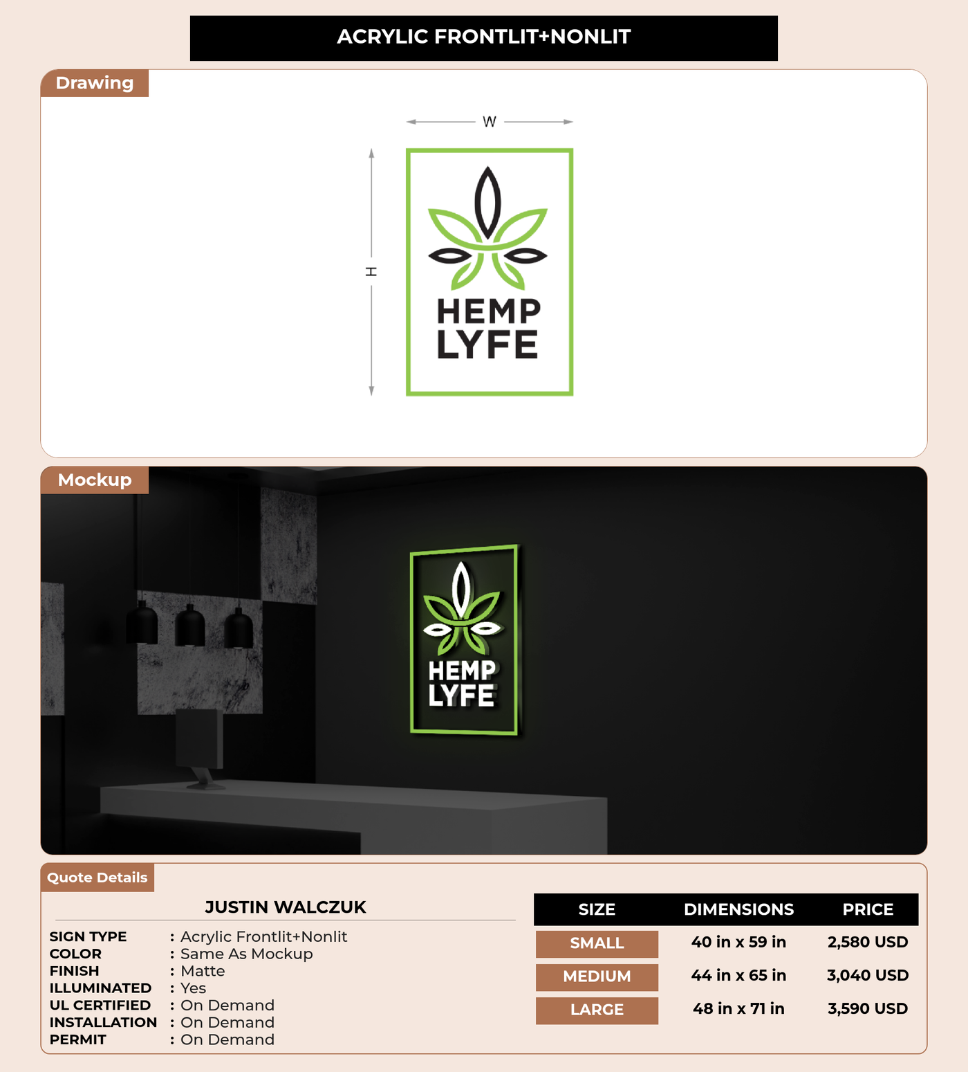 CUSTOM MOCKUP SIGN FOR JUSTIN WALCZUK