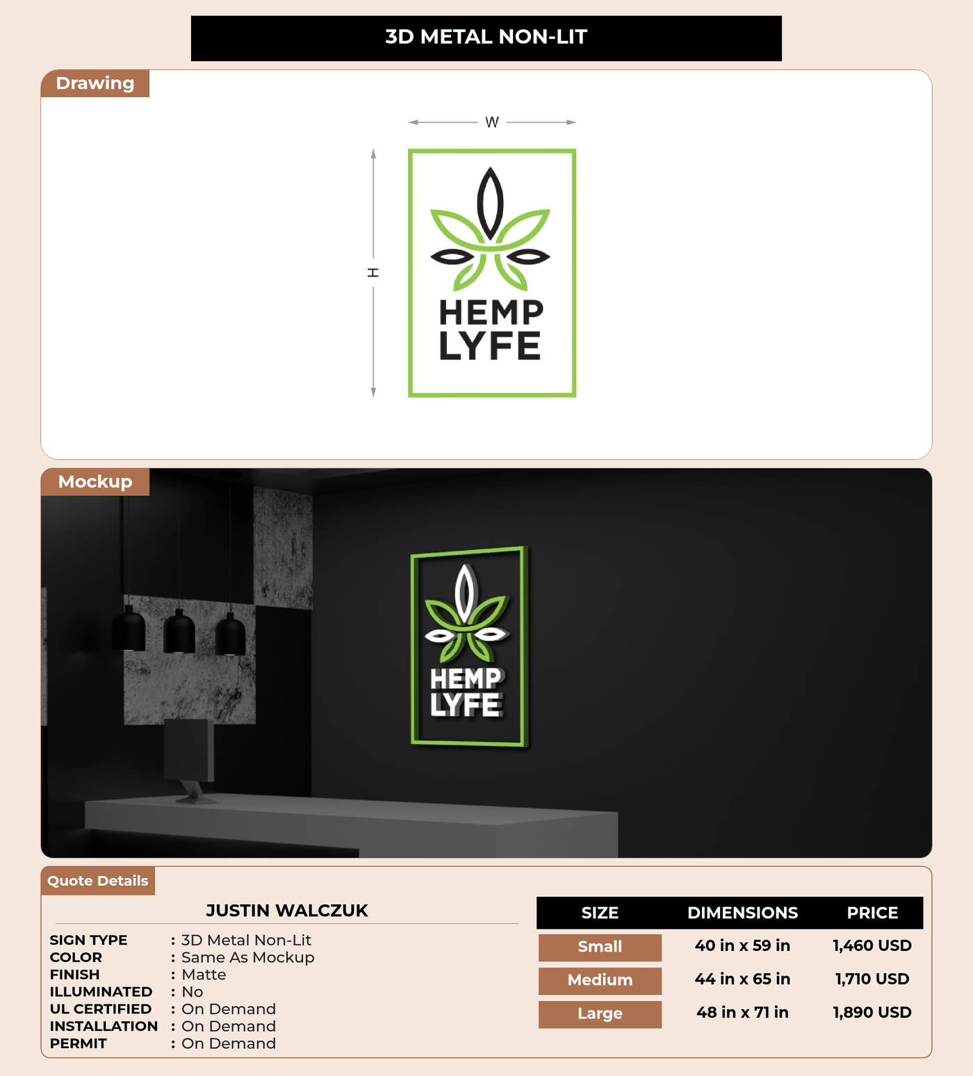CUSTOM MOCKUP SIGN FOR JUSTIN WALCZUK