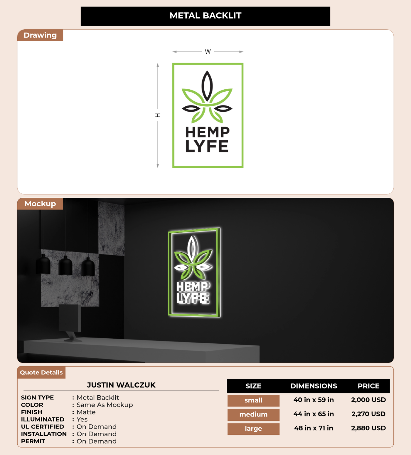 CUSTOM MOCKUP SIGN FOR JUSTIN WALCZUK