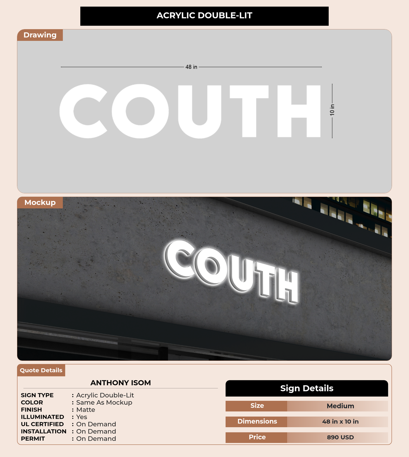 CUSTOM MOCKUP SIGN FOR Anthony Isom