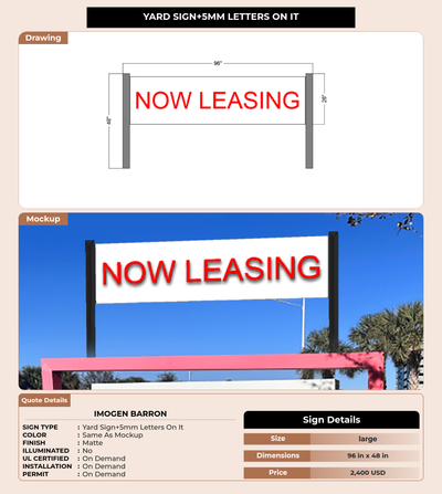 CUSTOM MOCKUP SIGN FOR Imogen Barron