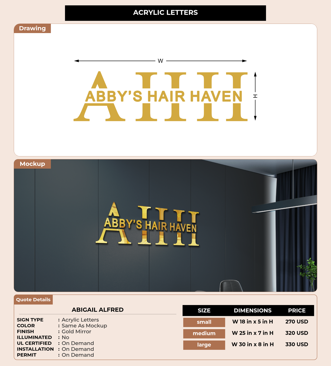 CUSTOM MOCKUP SIGN FOR Abigail Alfred
