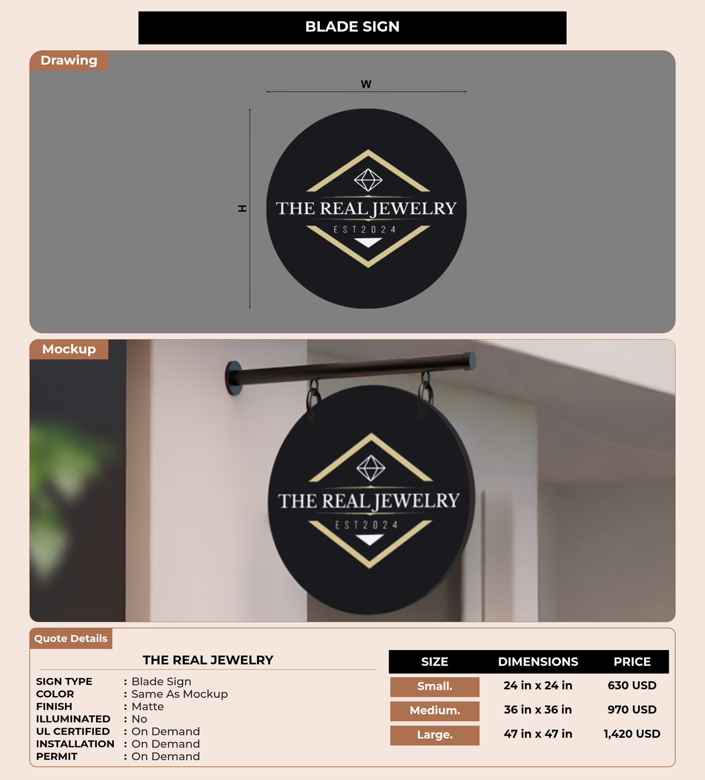 CUSTOM MOCKUP SIGN FOR The Real Jewelry