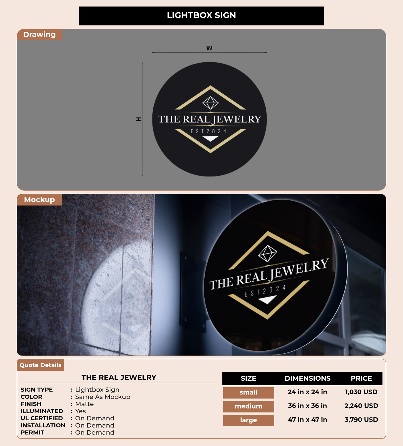 CUSTOM MOCKUP SIGN FOR The Real Jewelry