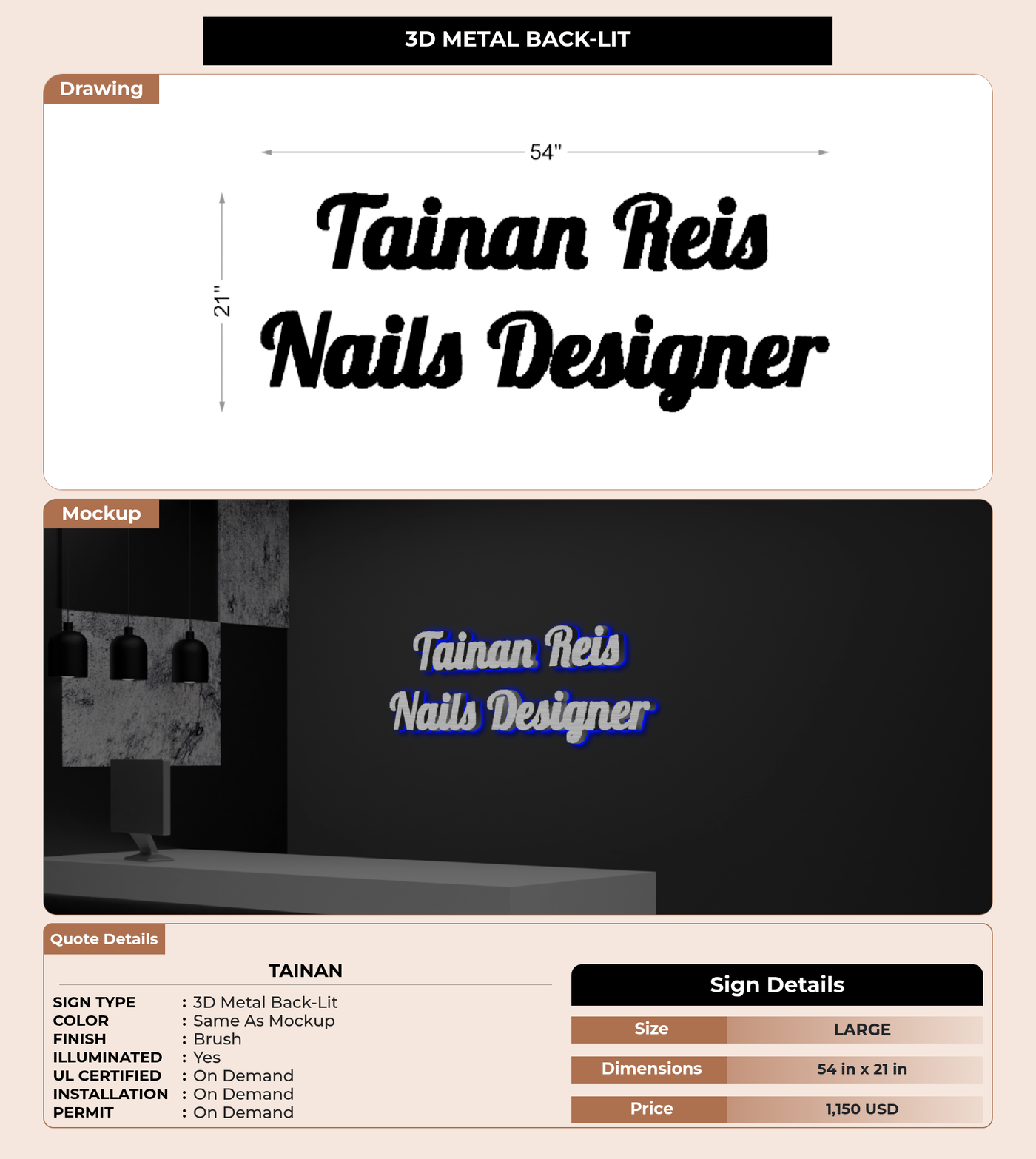 CUSTOM MOCKUP SIGN FOR Tainan