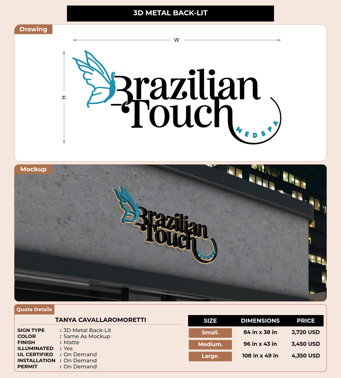 CUSTOM MOCKUP SIGN FOR Tanya CavallaroMoretti