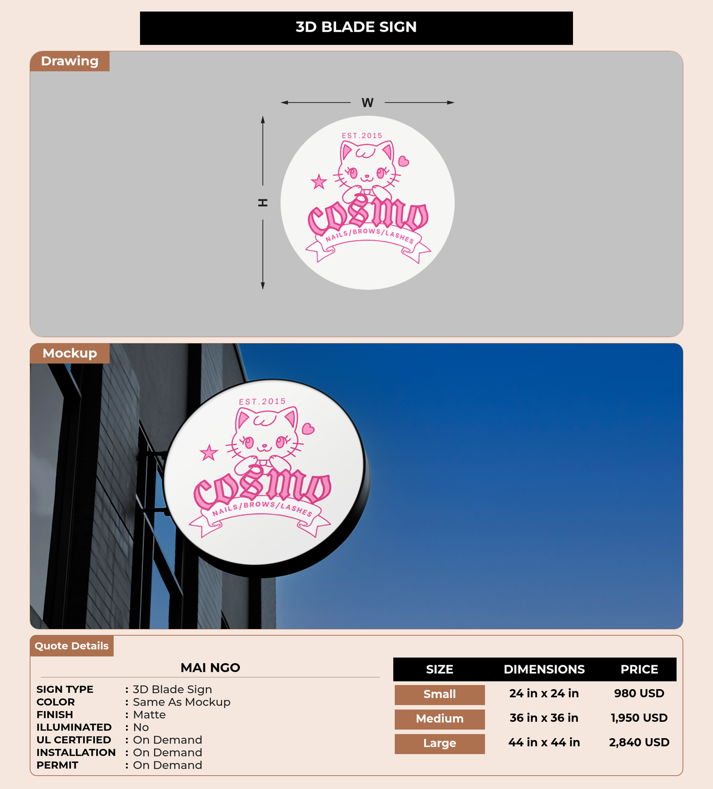 CUSTOM MOCKUP SIGN FOR Mai Ngo