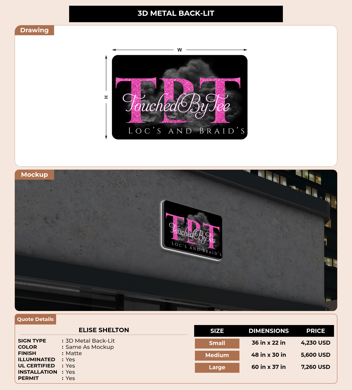 CUSTOM MOCKUP SIGN FOR Elise Shelton