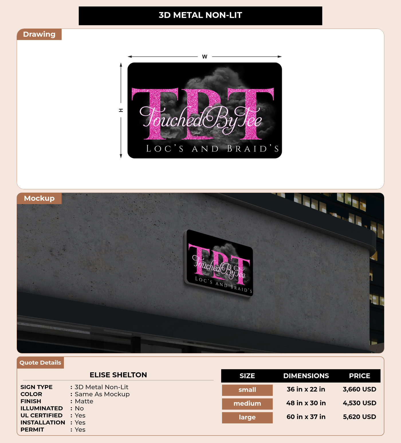 CUSTOM MOCKUP SIGN FOR Elise Shelton