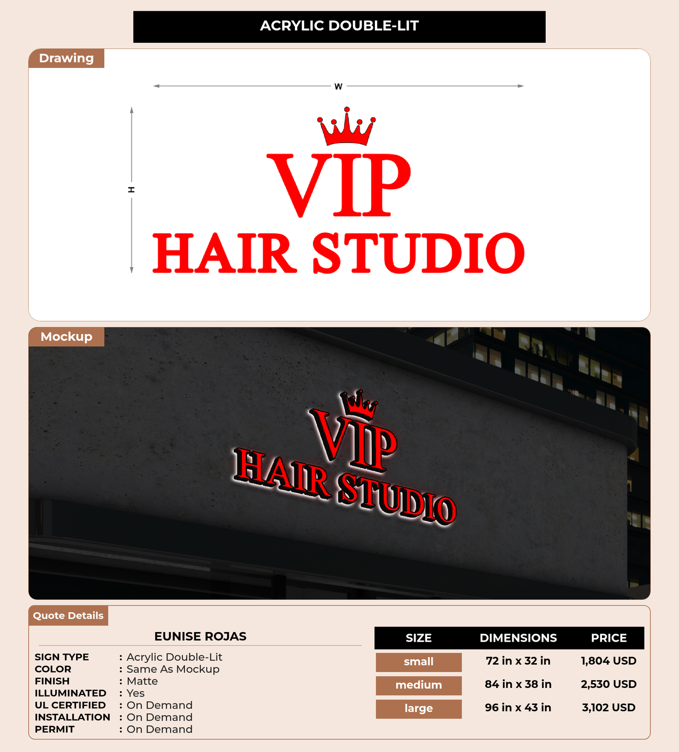 CUSTOM MOCKUP SIGN FOR Eunise Rojas