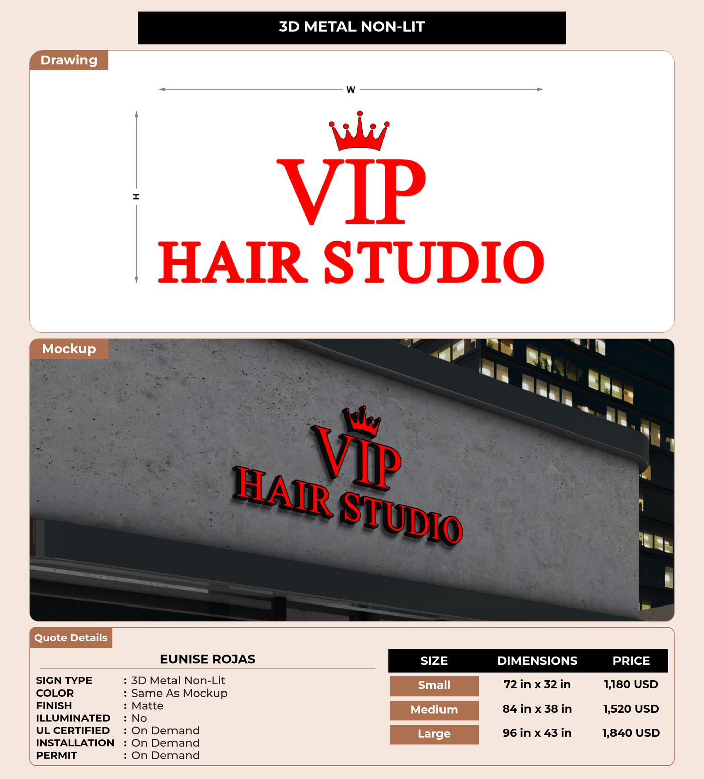 CUSTOM MOCKUP SIGN FOR Eunise Rojas