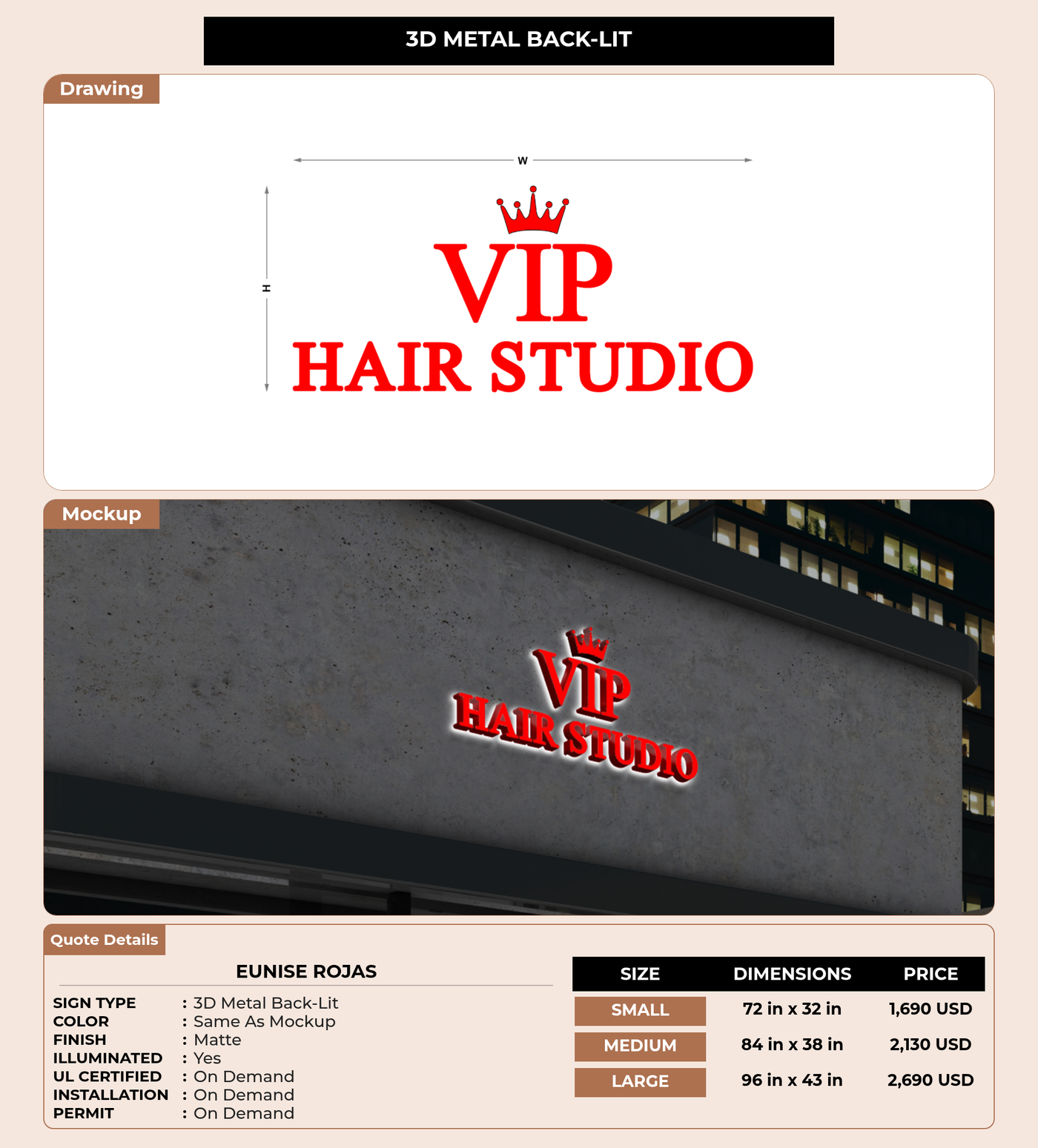 CUSTOM MOCKUP SIGN FOR Eunise Rojas