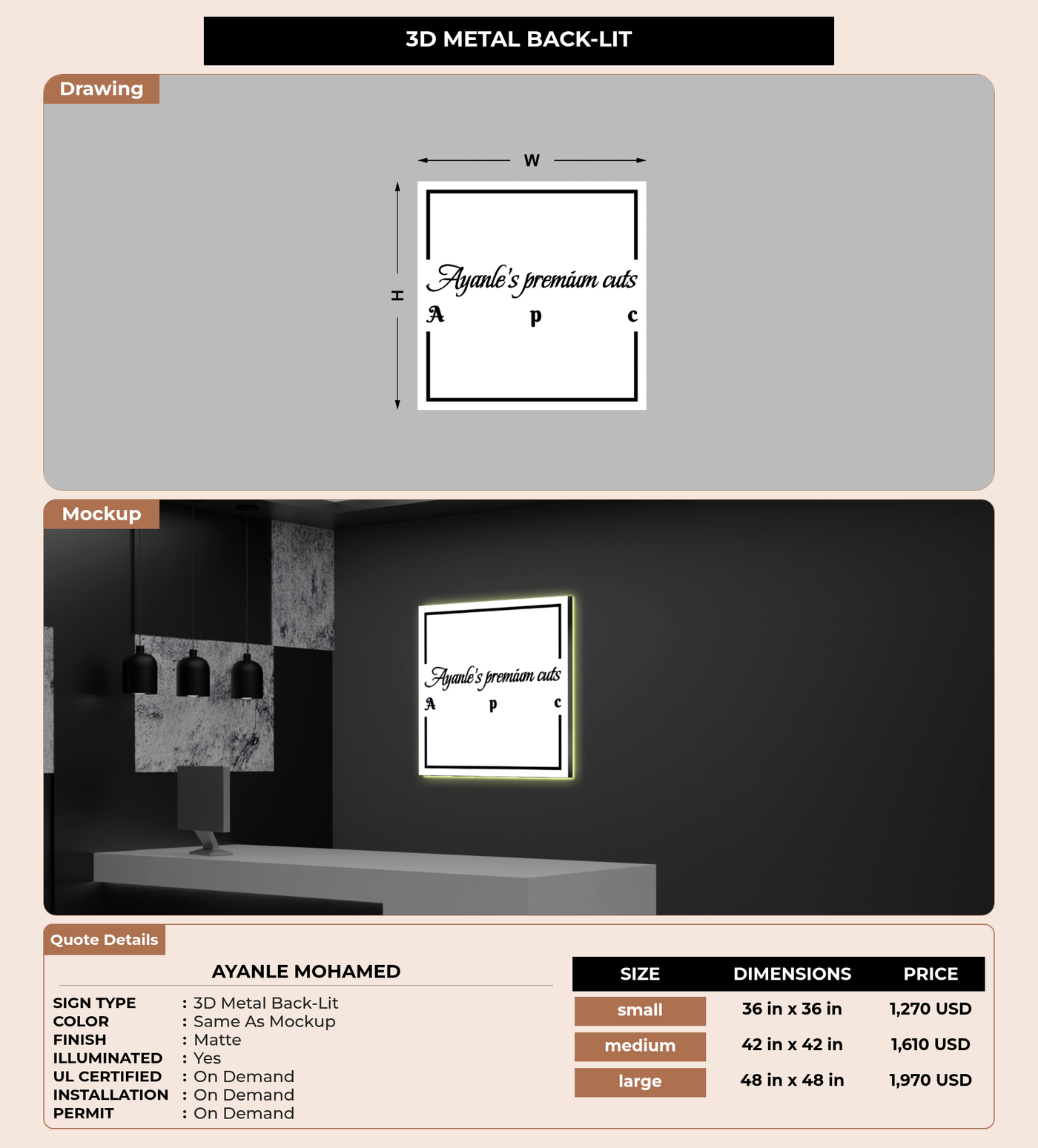 CUSTOM MOCKUP SIGN FOR Ayanle Mohamed