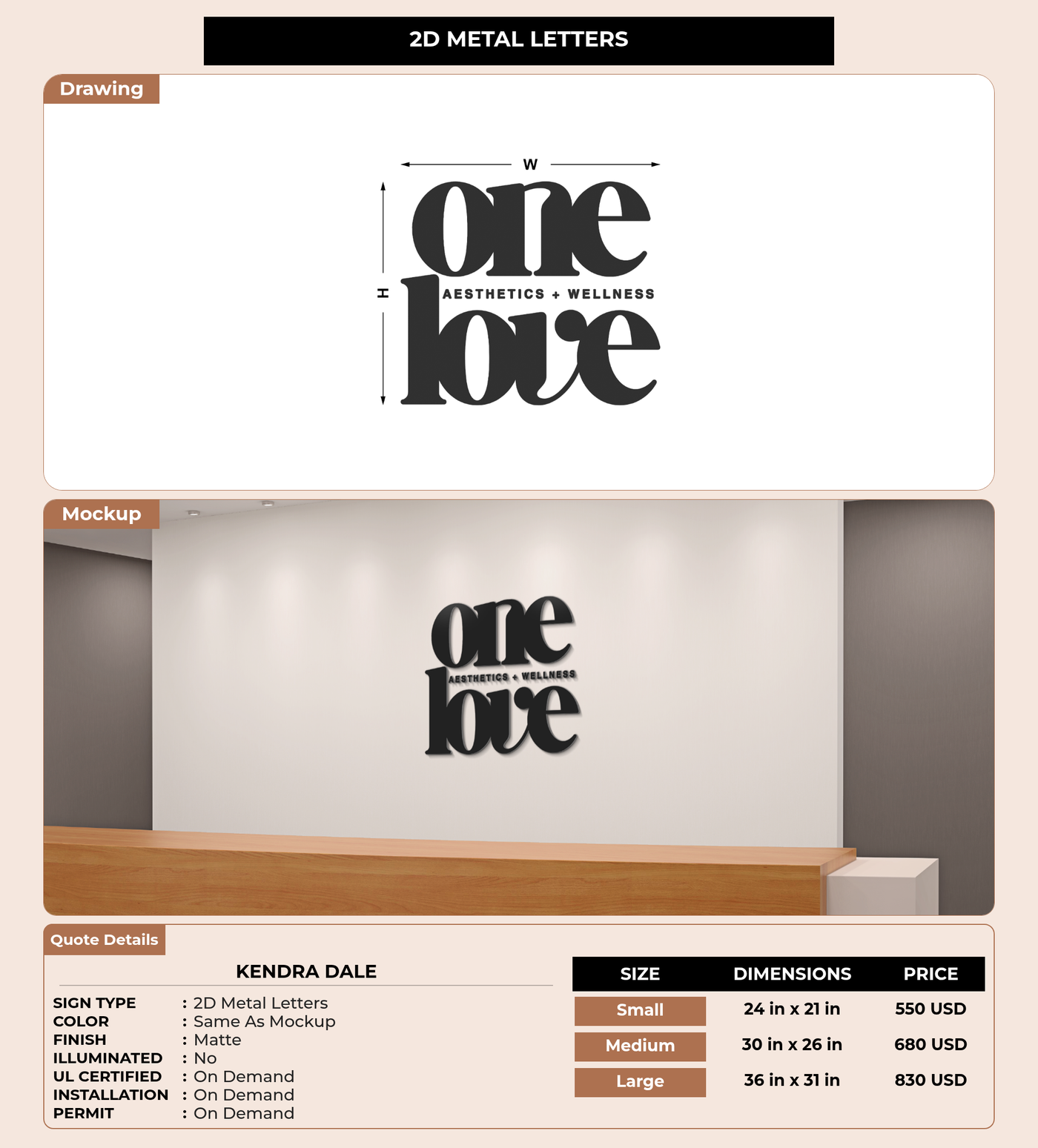 CUSTOM MOCKUP SIGN FOR Kendra Dale
