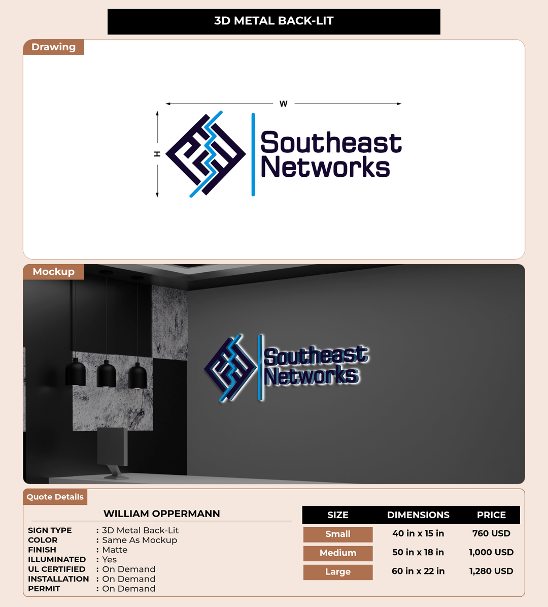 CUSTOM MOCKUP SIGN FOR William Oppermann