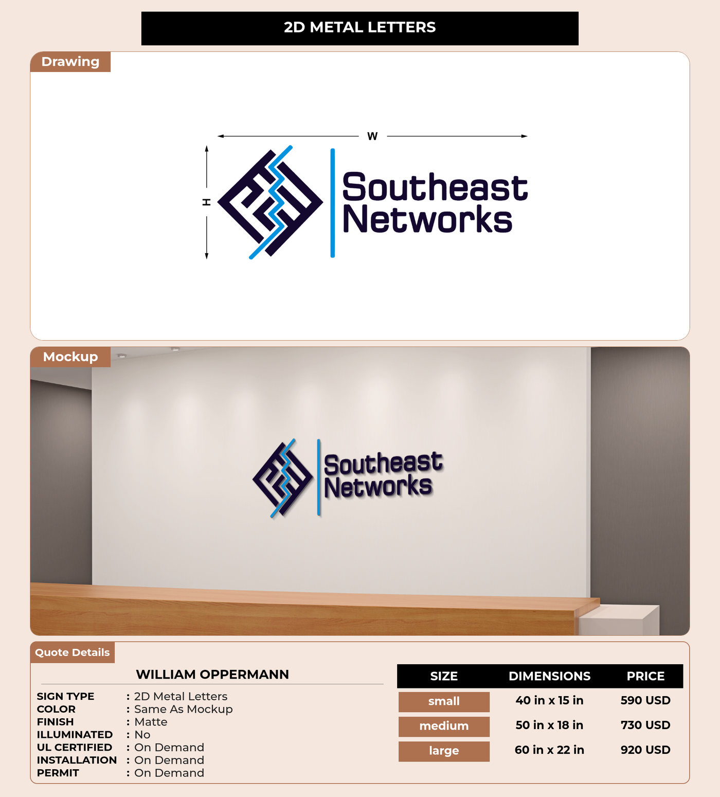 CUSTOM MOCKUP SIGN FOR William Oppermann