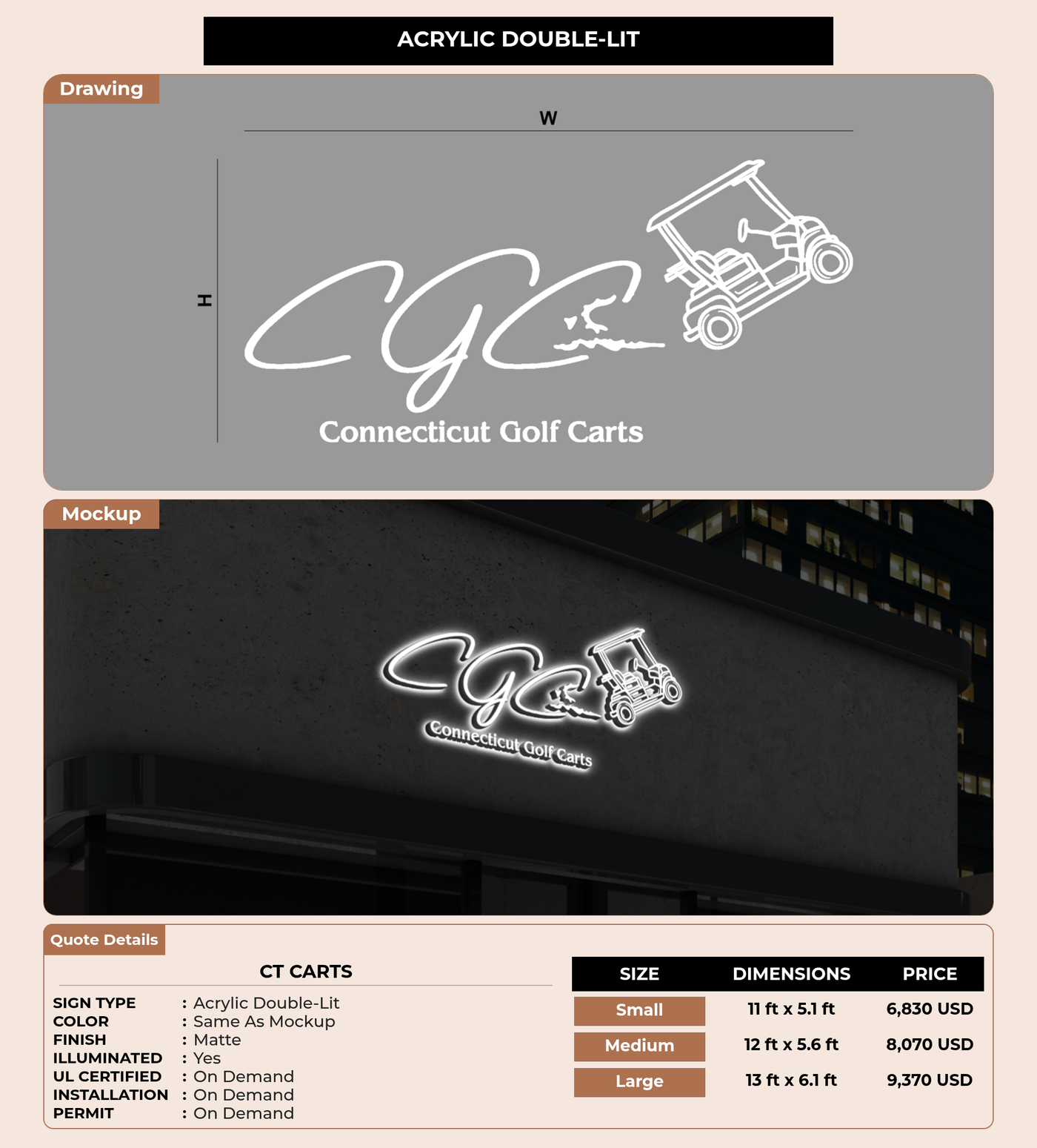 CUSTOM MOCKUP SIGN FOR CT Carts