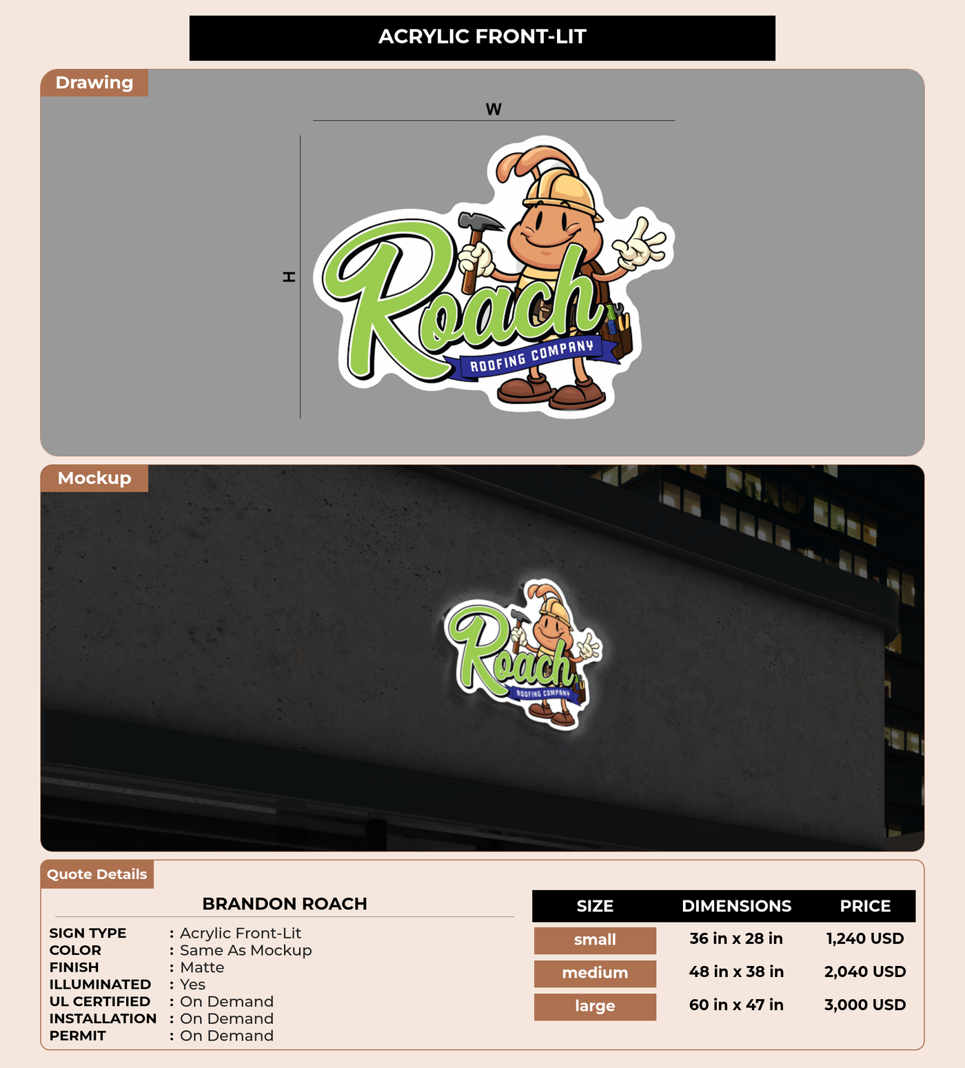 CUSTOM MOCKUP SIGN FOR Brandon Roach