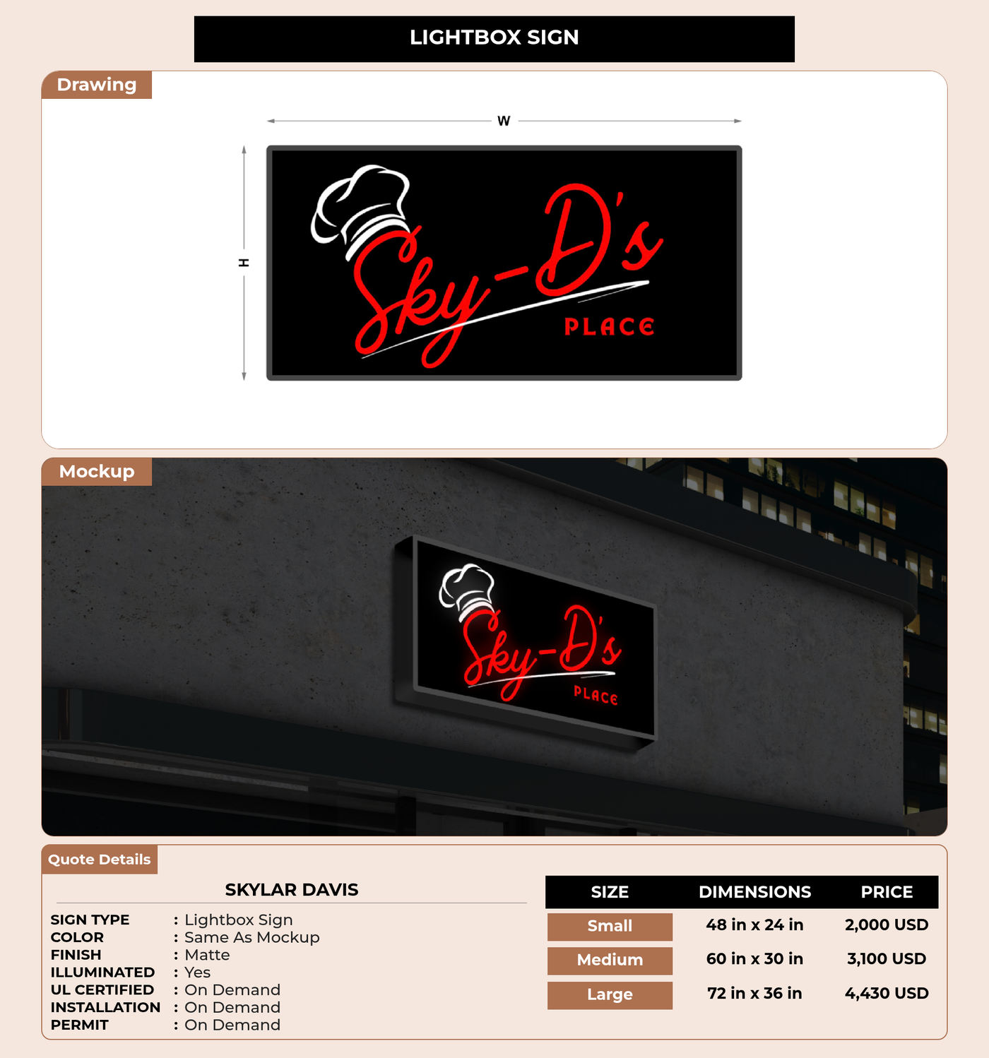 CUSTOM MOCKUP SIGN FOR Skylar Davis