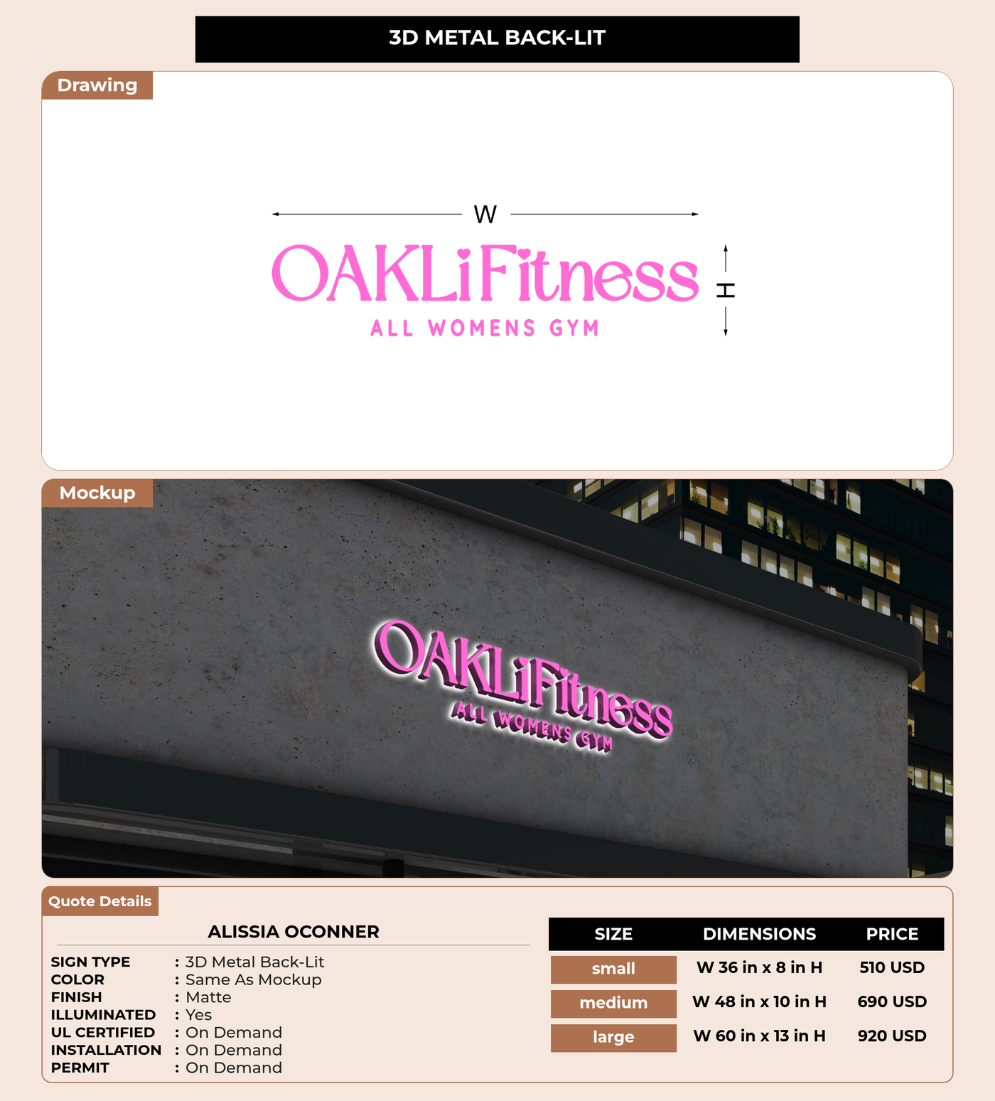 CUSTOM MOCKUP SIGN FOR Alissia Oconner