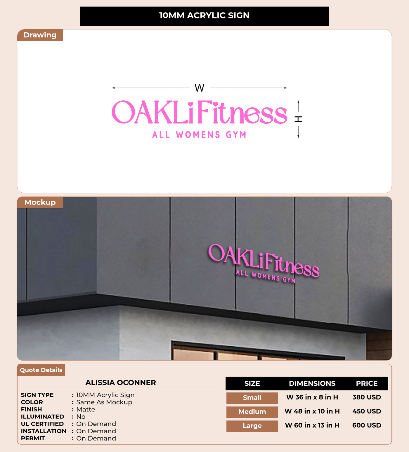 CUSTOM MOCKUP SIGN FOR Alissia Oconner