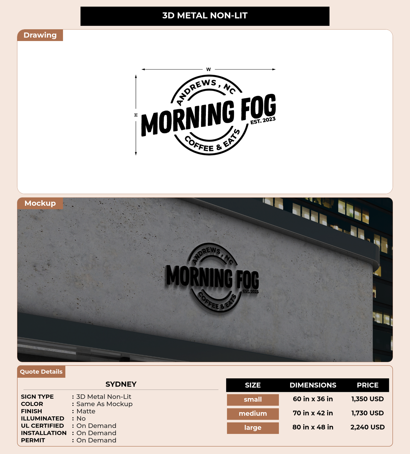 CUSTOM MOCKUP SIGN FOR Sydney