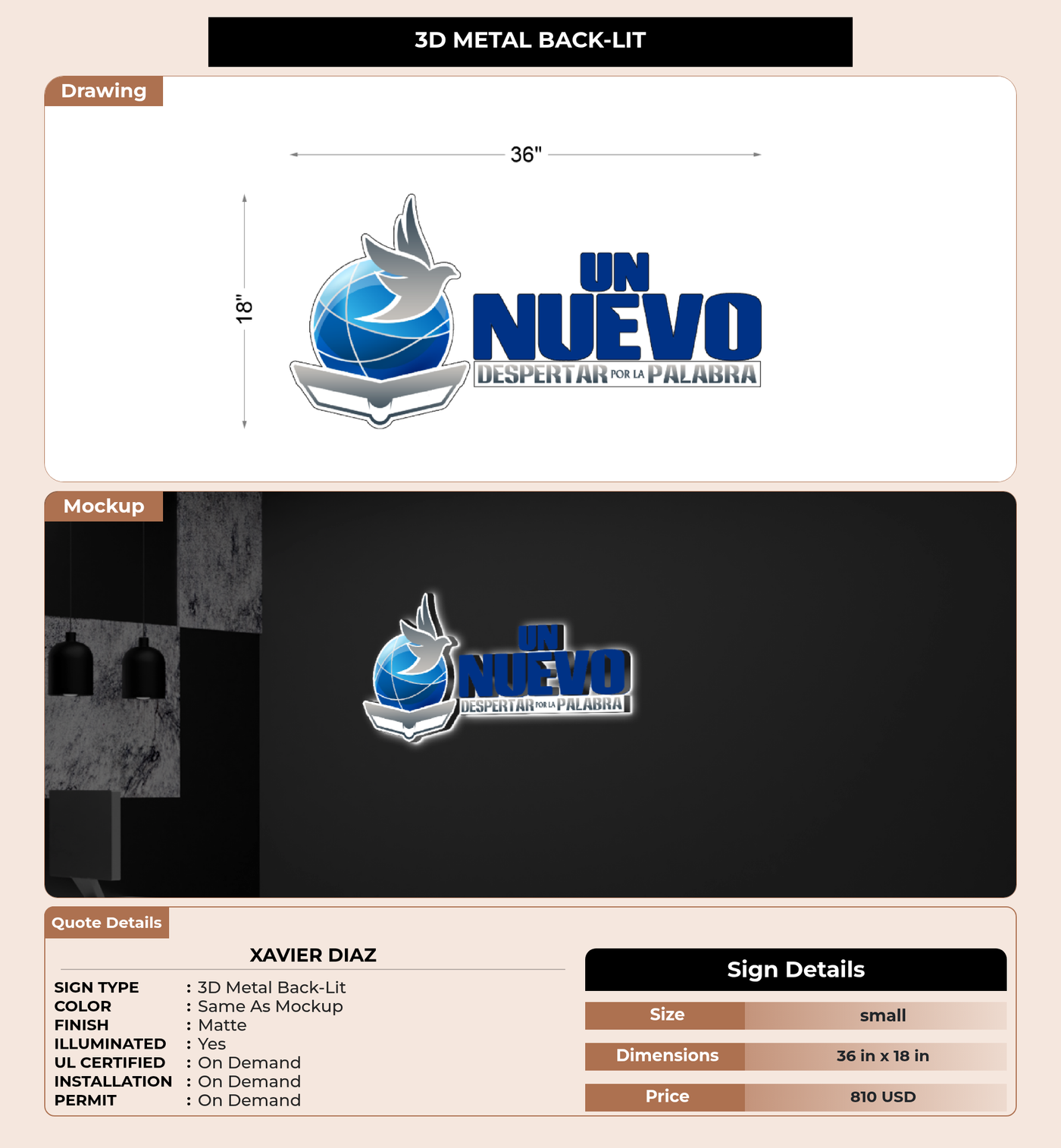 CUSTOM MOCKUP SIGN FOR Xavier Diaz