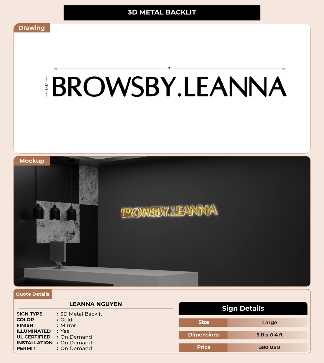 CUSTOM MOCKUP SIGN FOR Leanna Nguyen