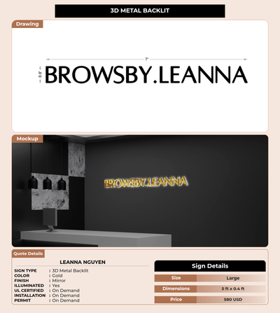 CUSTOM MOCKUP SIGN FOR Leanna Nguyen