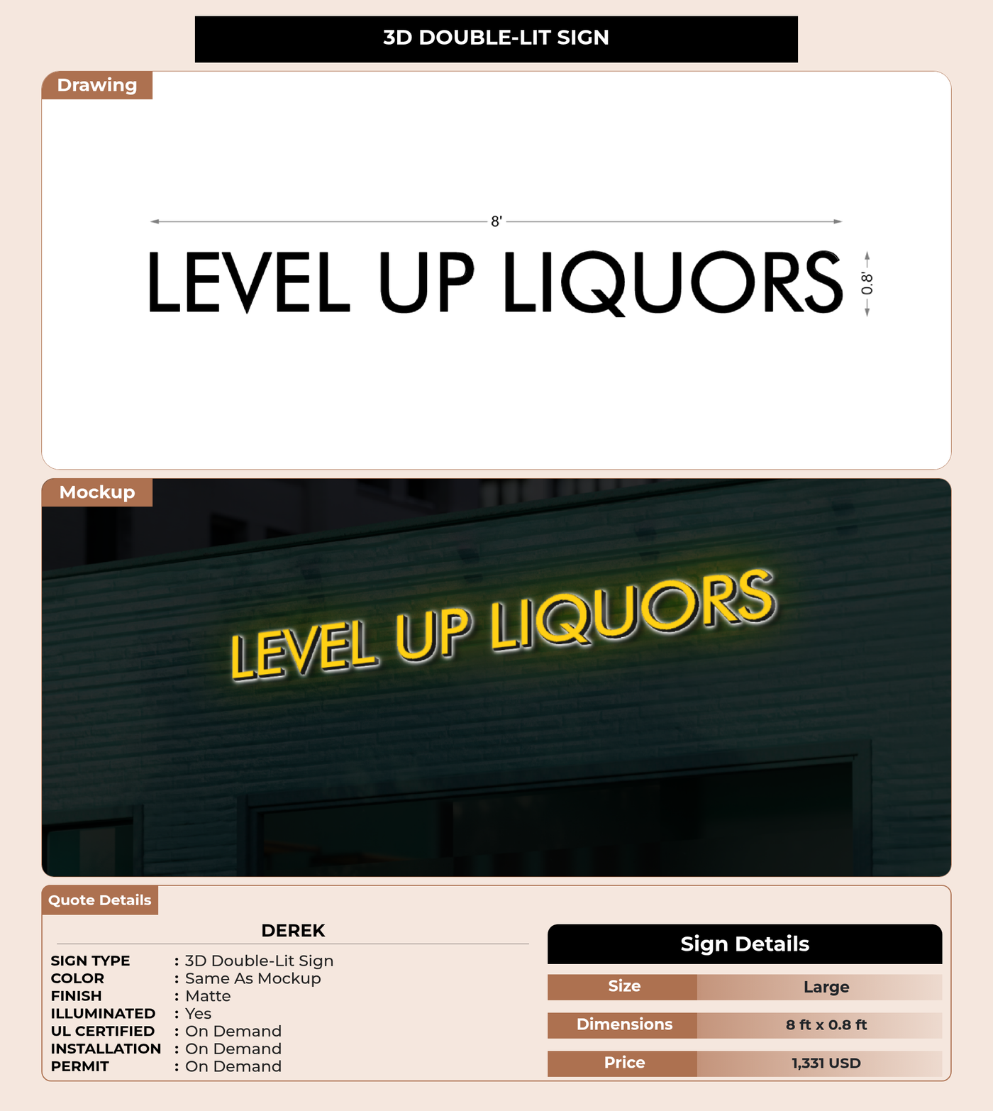 CUSTOM MOCKUP SIGN FOR Derek
