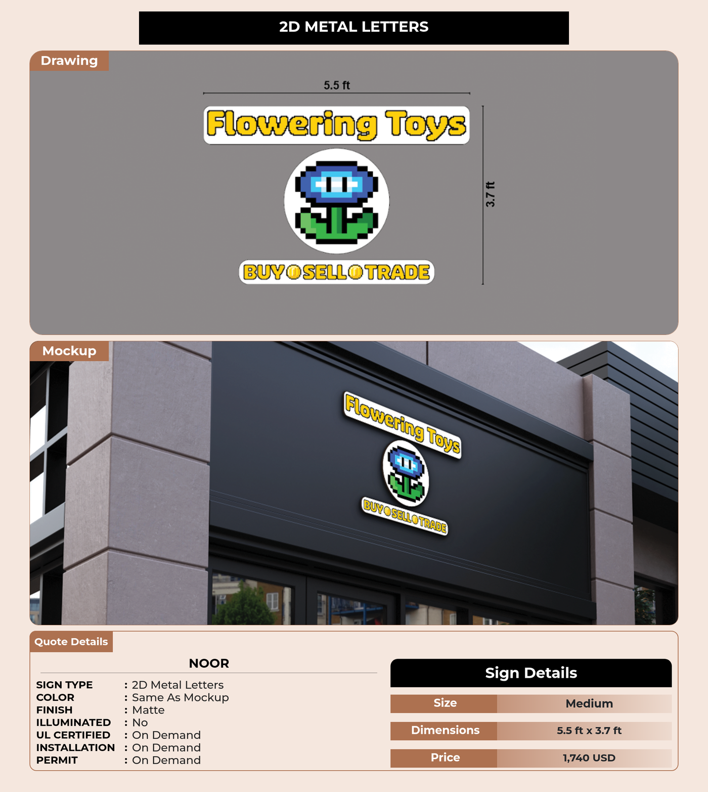 CUSTOM MOCKUP SIGN FOR Noor
