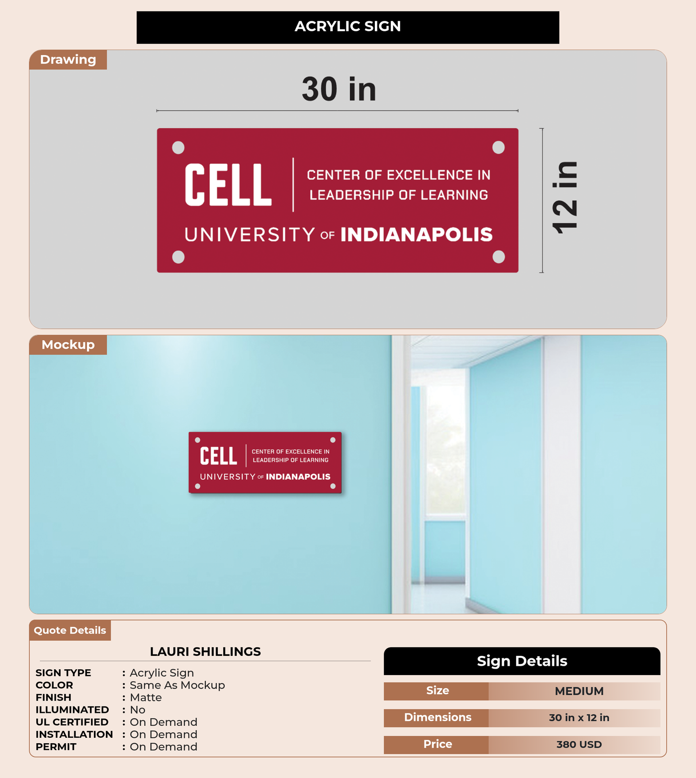 CUSTOM MOCKUP SIGN FOR Lauri Shillings