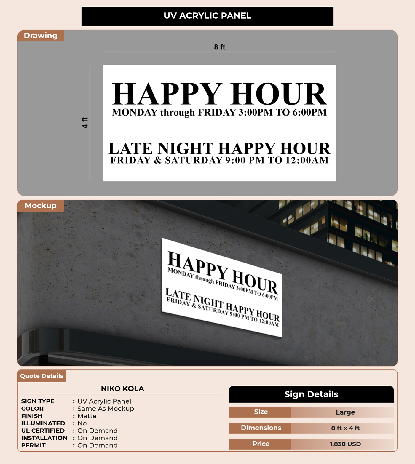 CUSTOM MOCKUP SIGN FOR Niko kola