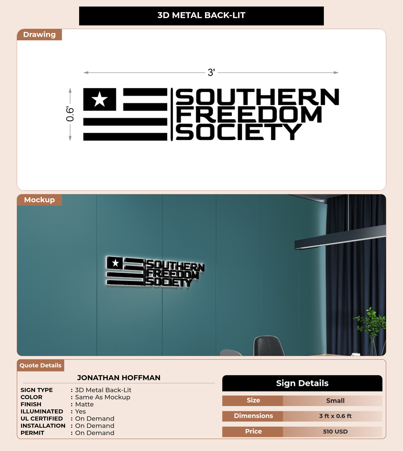 CUSTOM MOCKUP SIGN FOR Jonathan Hoffman