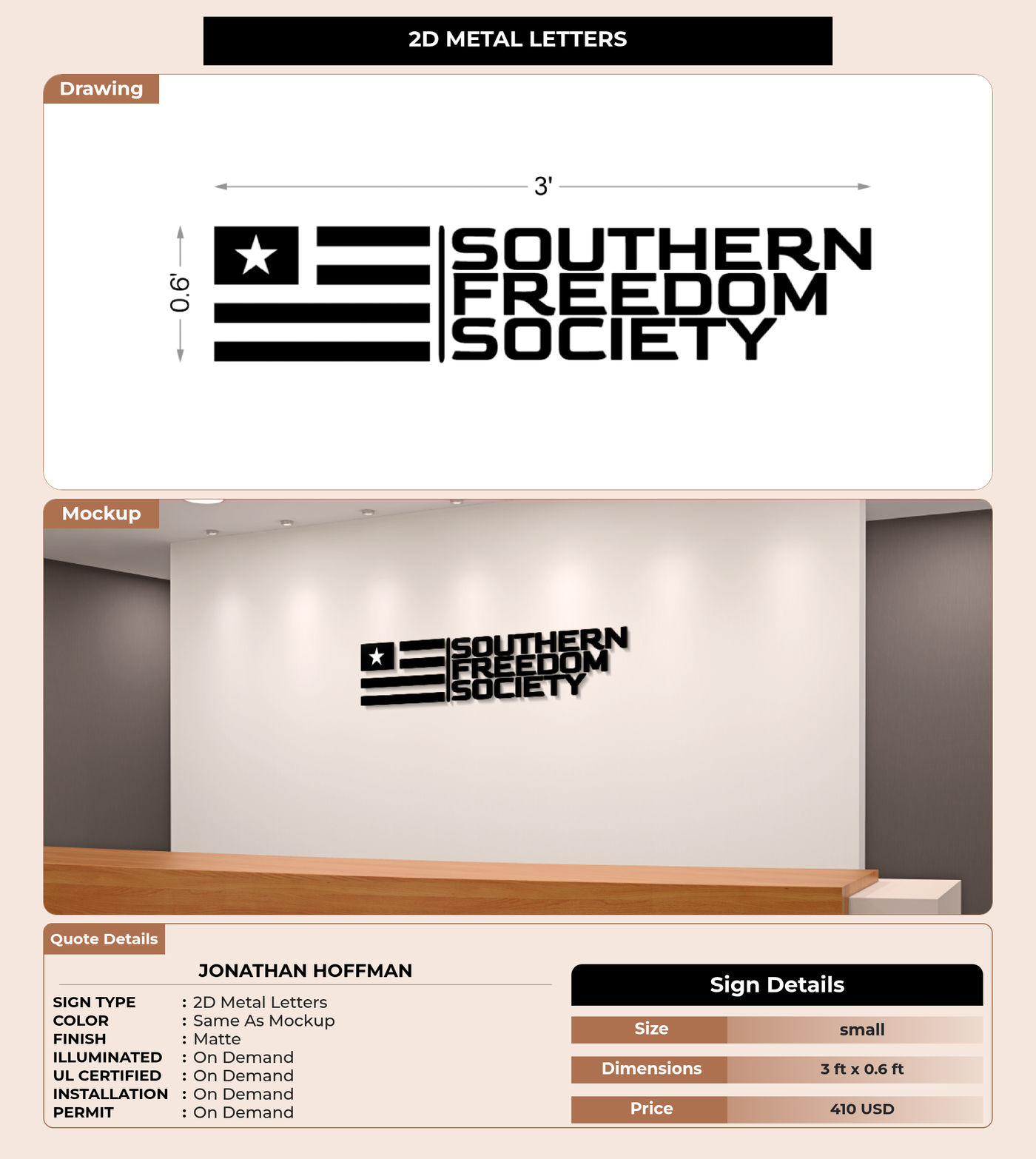CUSTOM MOCKUP SIGN FOR Jonathan Hoffman