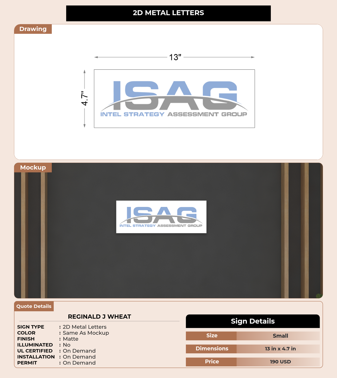 CUSTOM MOCKUP SIGN FOR Reginald J Wheat