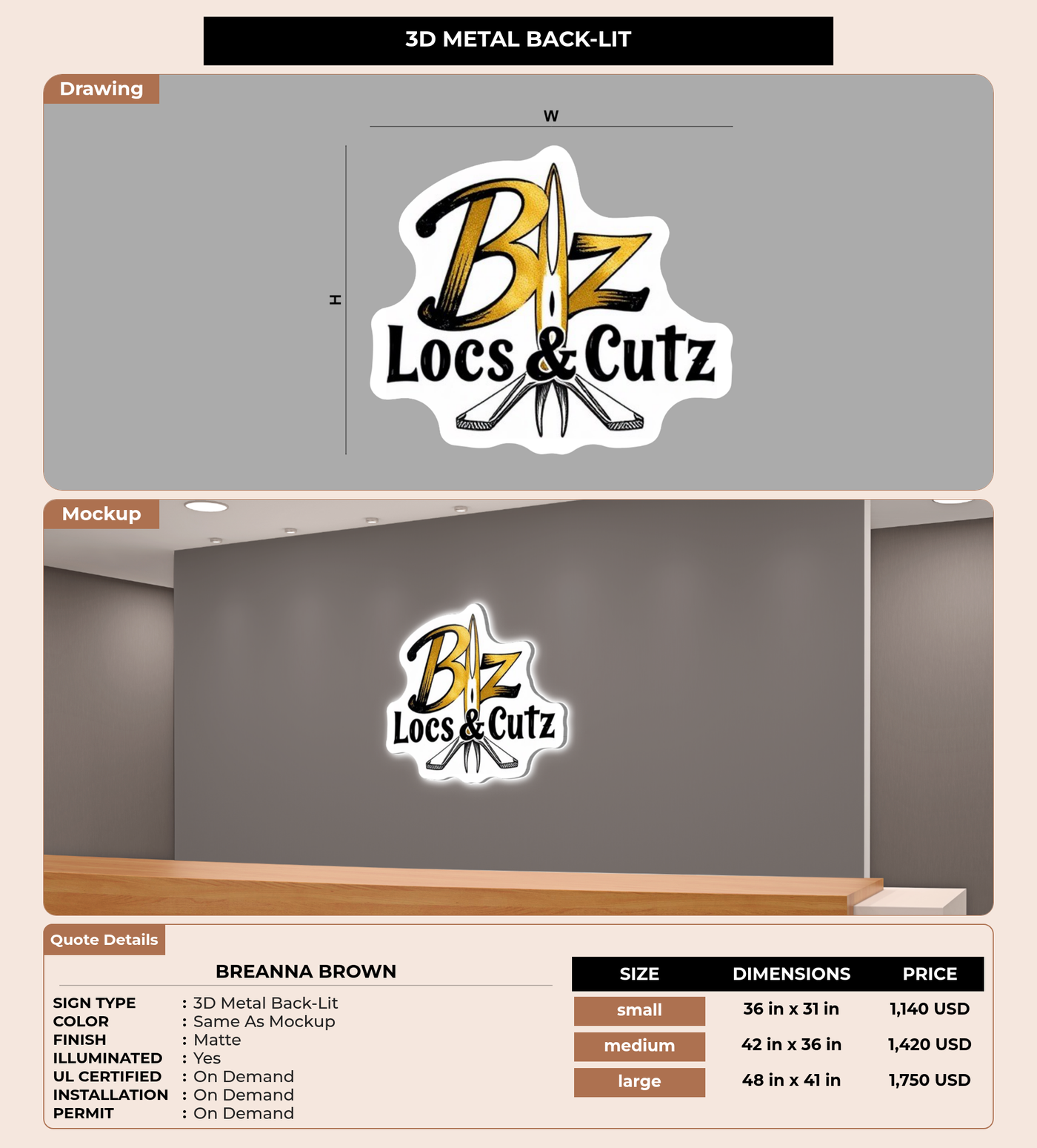 CUSTOM MOCKUP SIGN FOR Breanna Brown