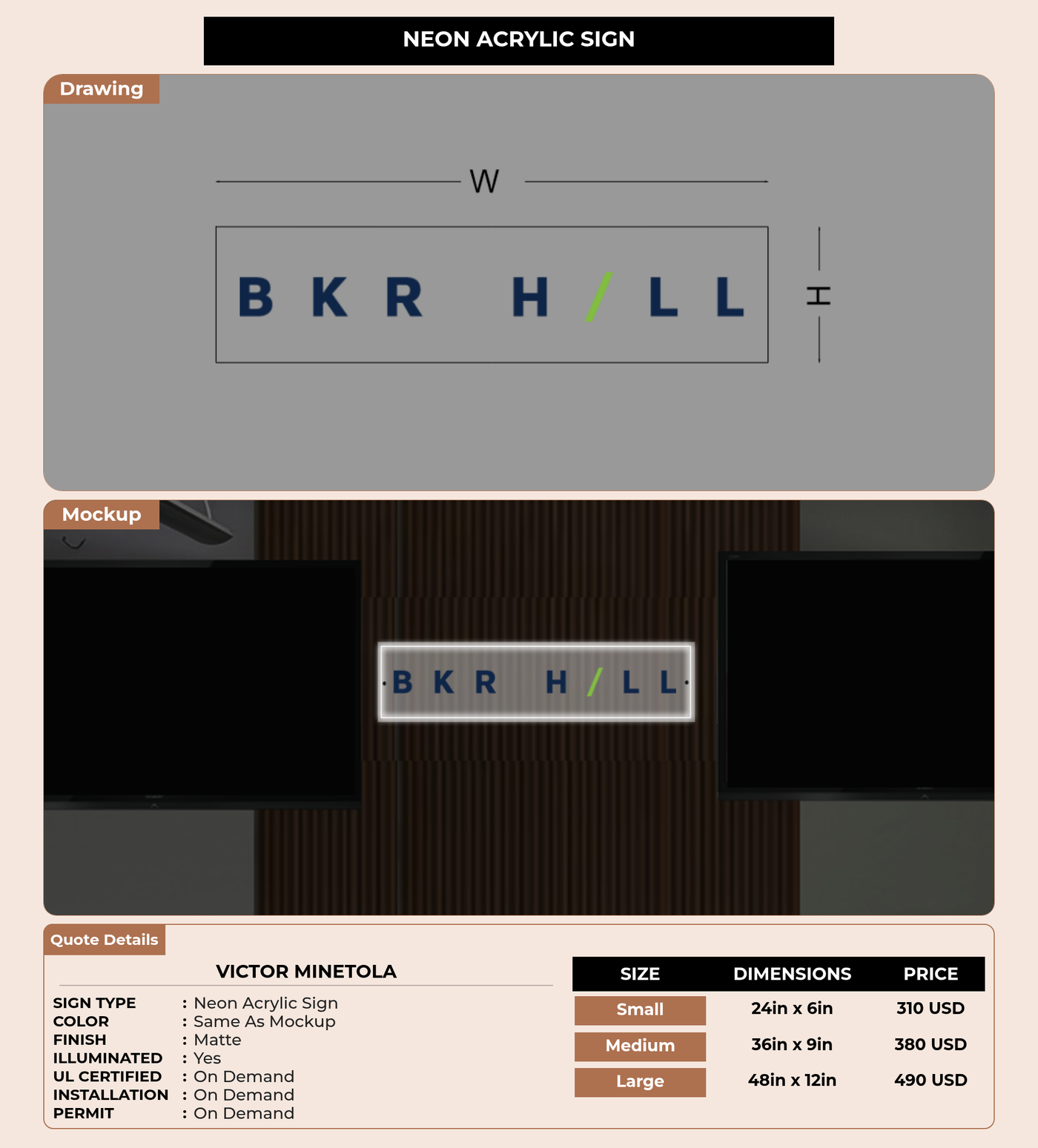 CUSTOM MOCKUP SIGN FOR Victor Minetola