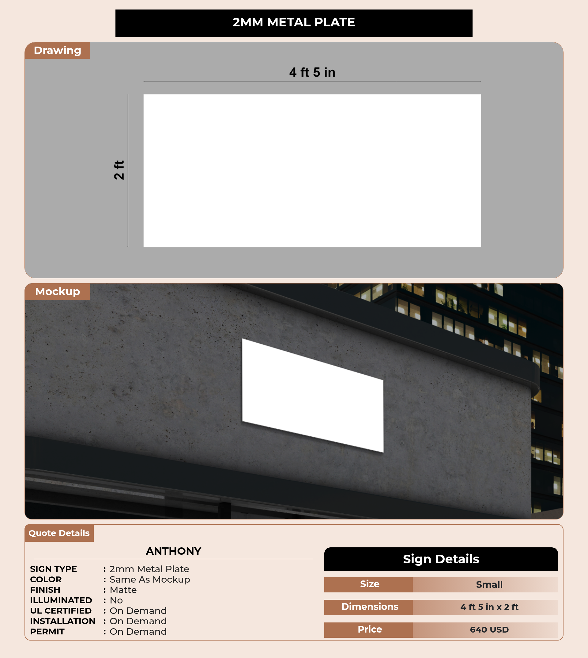 CUSTOM MOCKUP SIGN FOR Anthony – SignMakerz