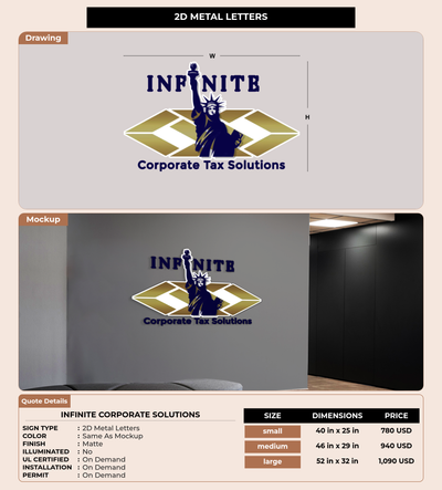 CUSTOM MOCKUP SIGN FOR Infinite corporate solutions