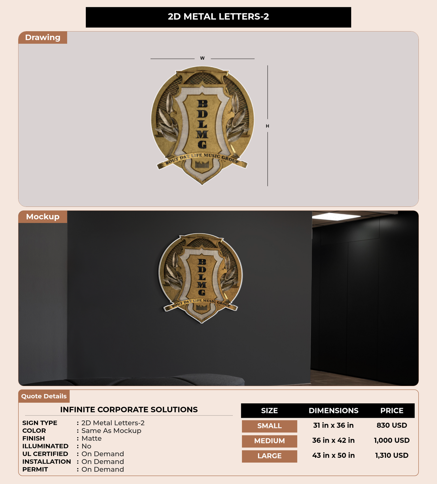 CUSTOM MOCKUP SIGN FOR Infinite corporate solutions