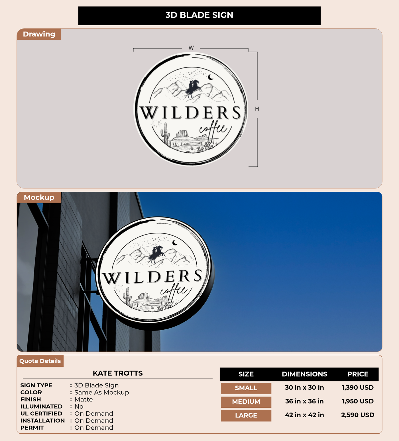 CUSTOM MOCKUP SIGN FOR Kate trotts