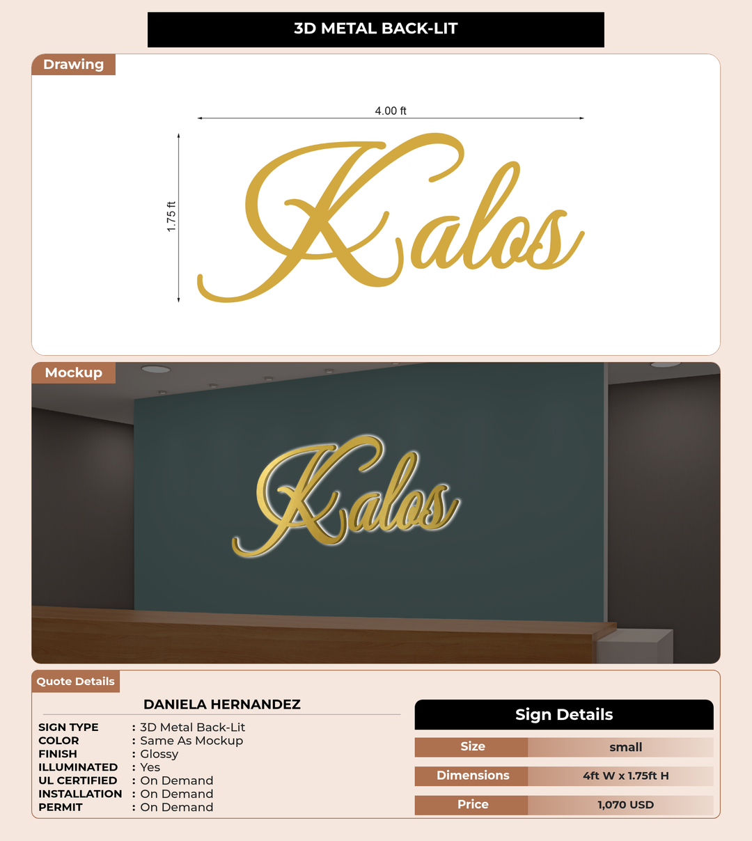 CUSTOM MOCKUP SIGN FOR Daniela Hernandez