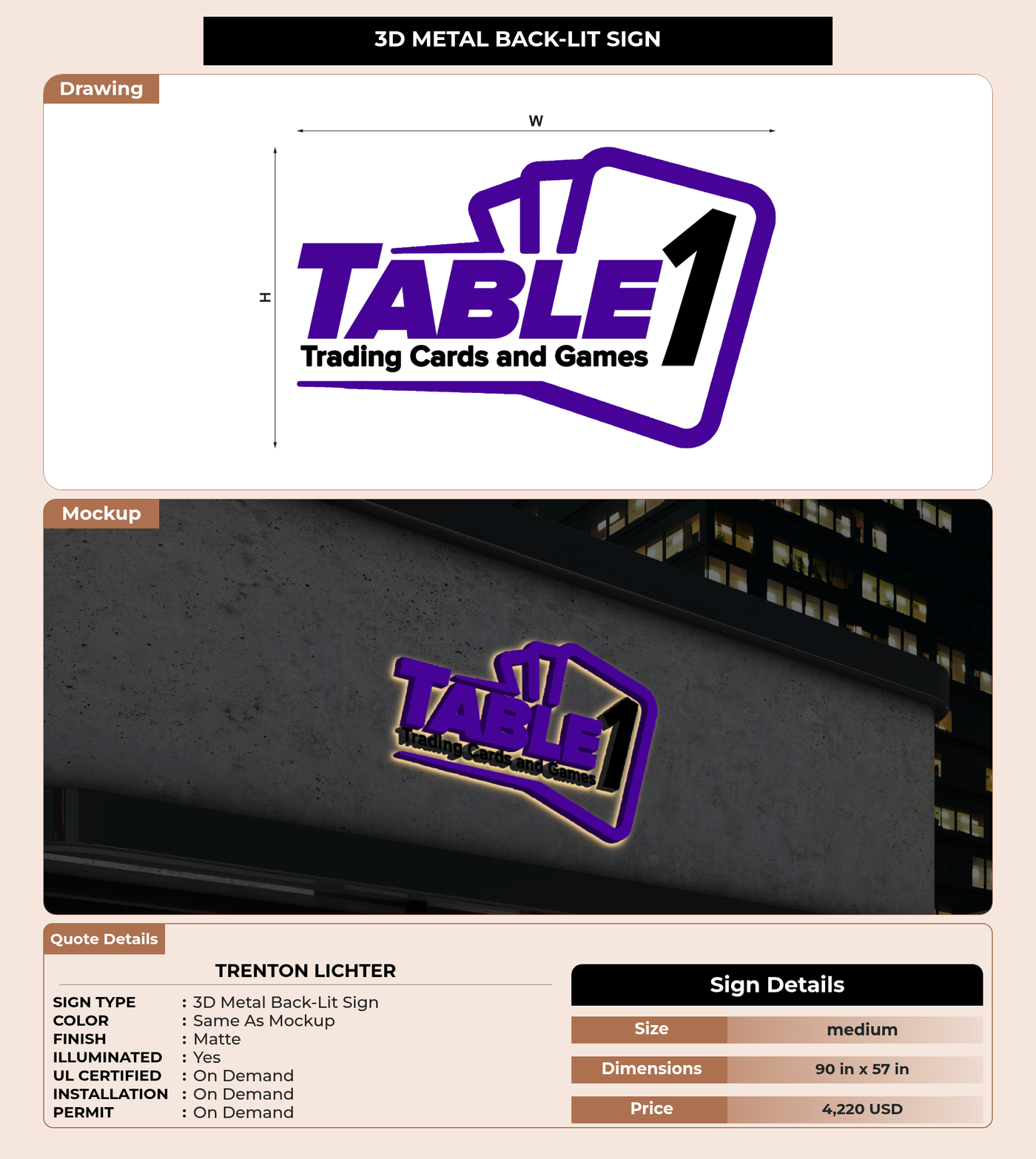 CUSTOM MOCKUP SIGN FOR Trenton Lichter